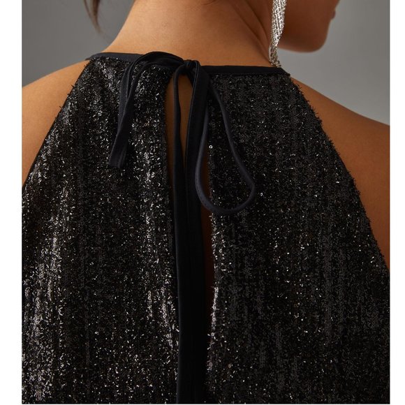 Anthropologie Maeve Sequin Disco Jumpsuit Black - Size 12 - Picture 5 of 15